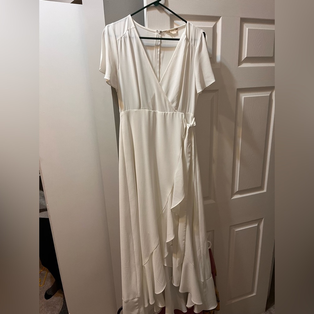Altar’d State Long White Wrap Dress with Sleeves